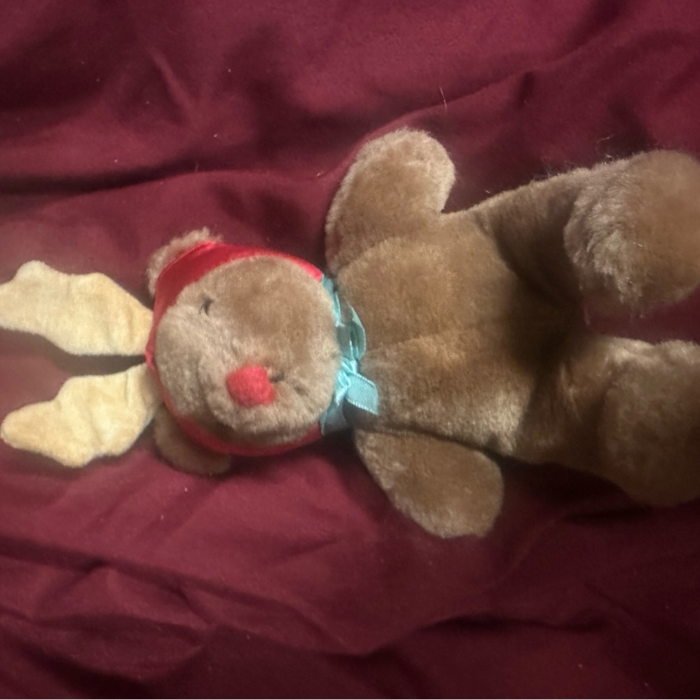 Dakine Brown Reindeer Plush with Red Nose and‎ Blue Bow